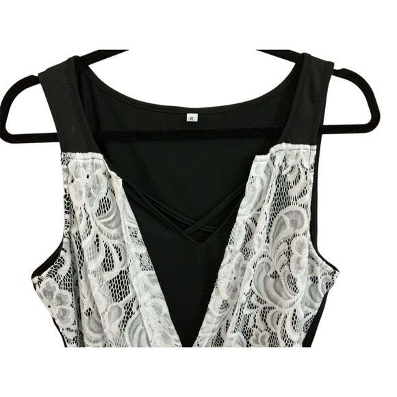 White Net Tank Top, Tee on Black XL NWOT - Picture 2 of 4